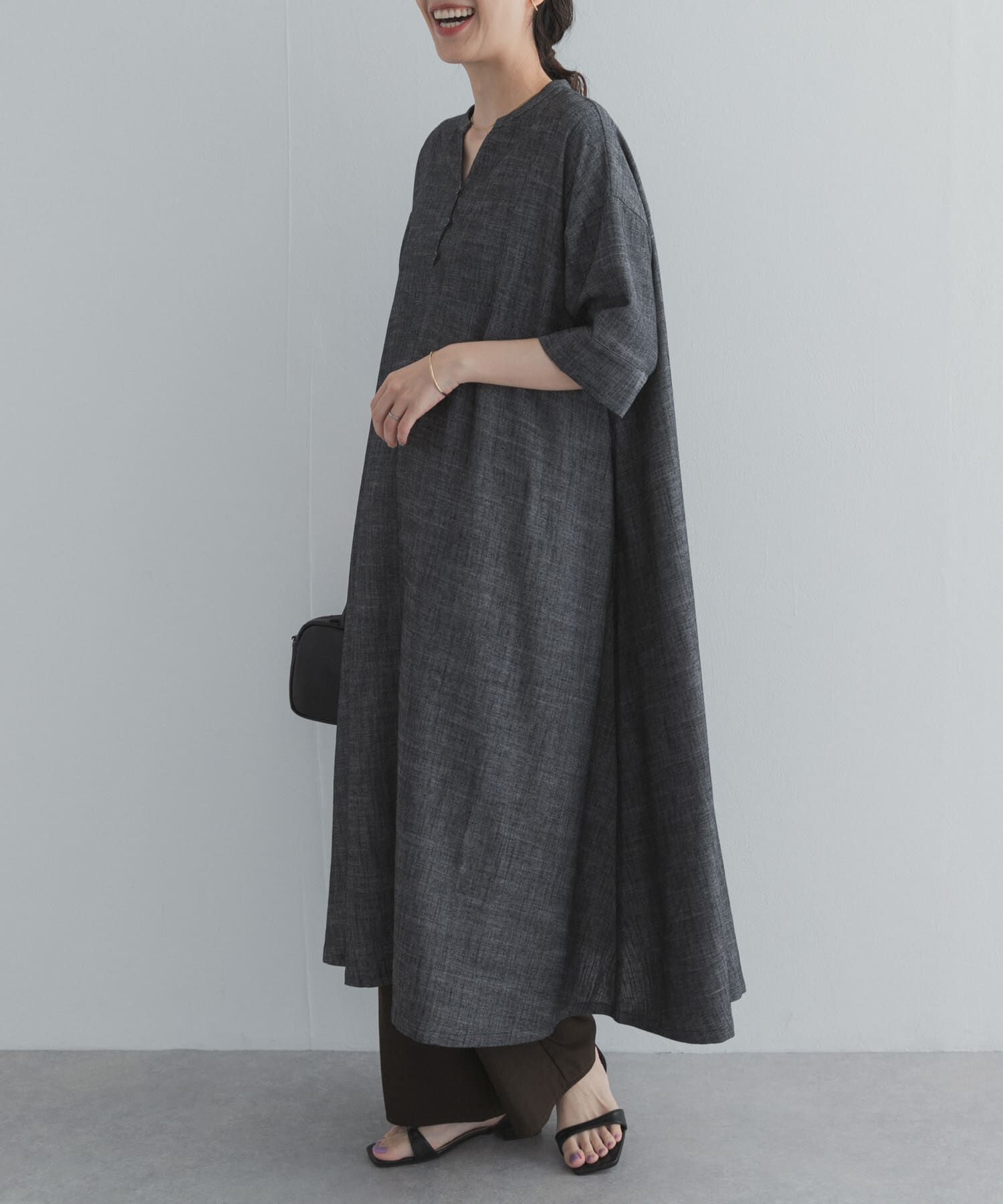 URBAN RESEARCH DOORS「リネン混5分袖ミディワンピース」|その他|