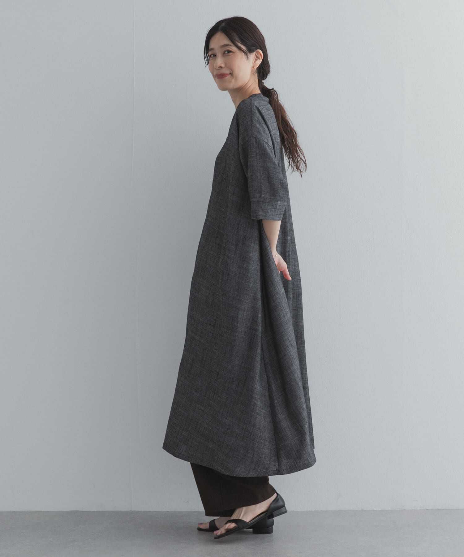 URBAN RESEARCH DOORS「リネン混5分袖ミディワンピース」|その他|