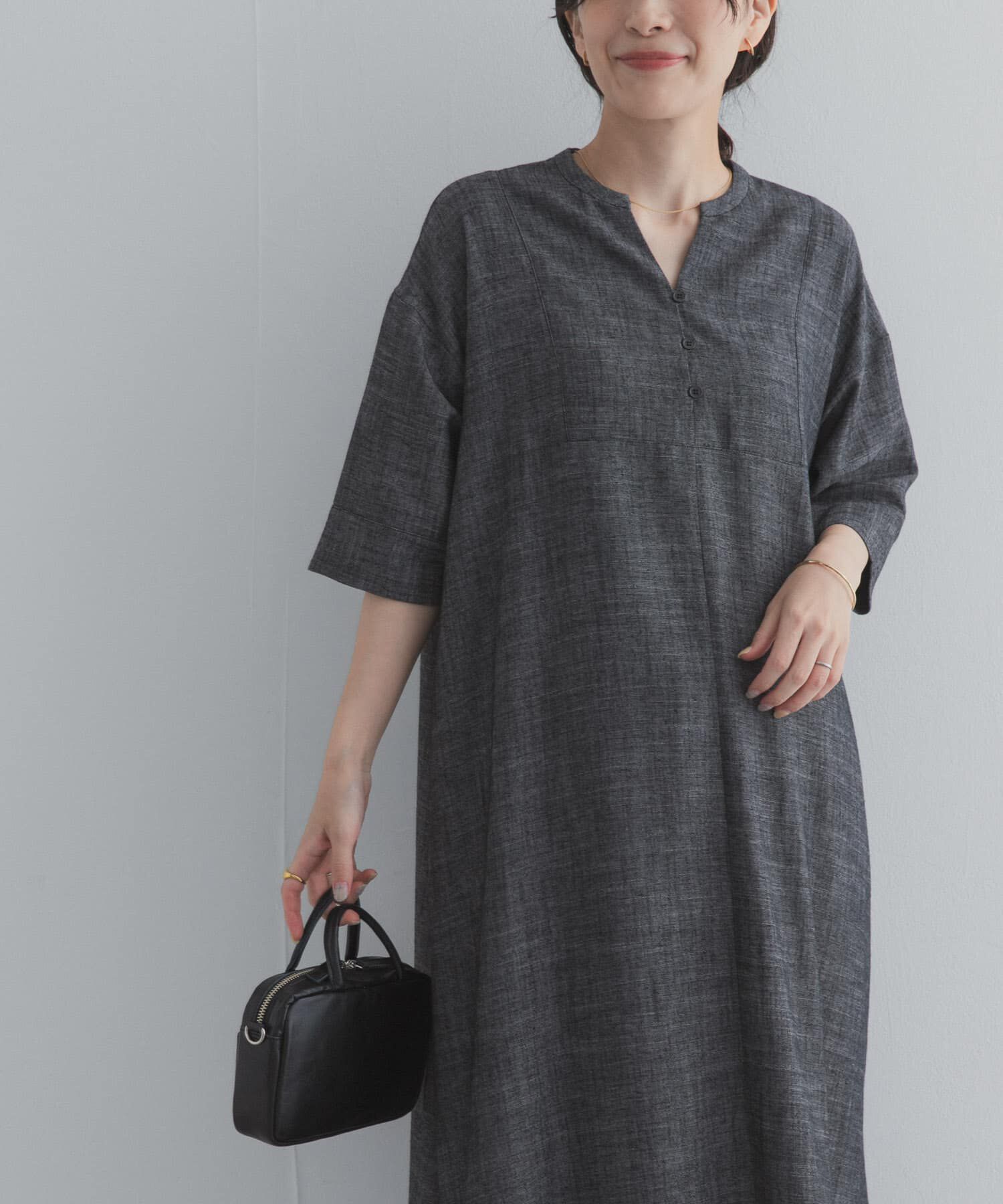URBAN RESEARCH DOORS「リネン混5分袖ミディワンピース」|その他|