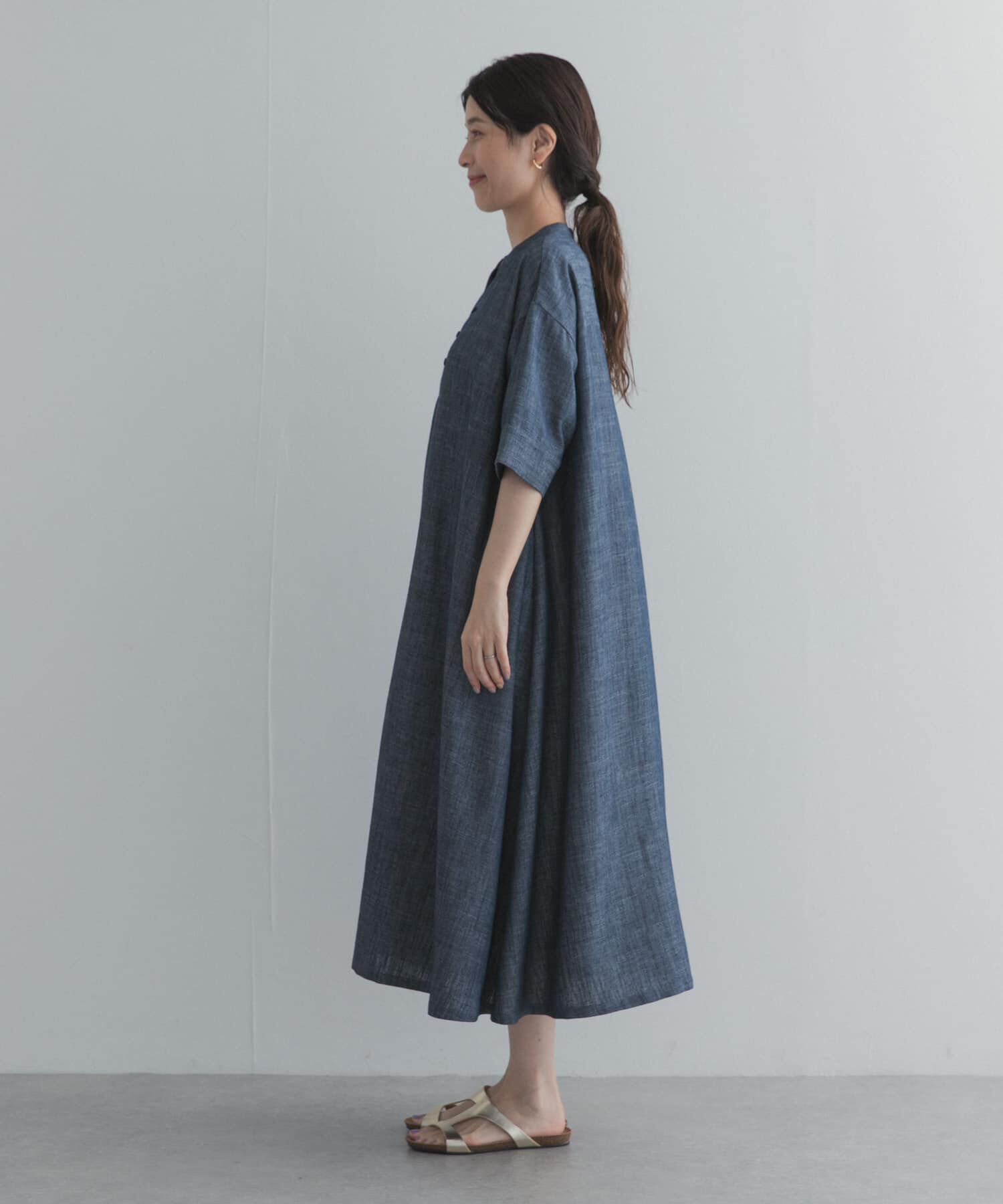 URBAN RESEARCH DOORS「リネン混5分袖ミディワンピース」|その他|