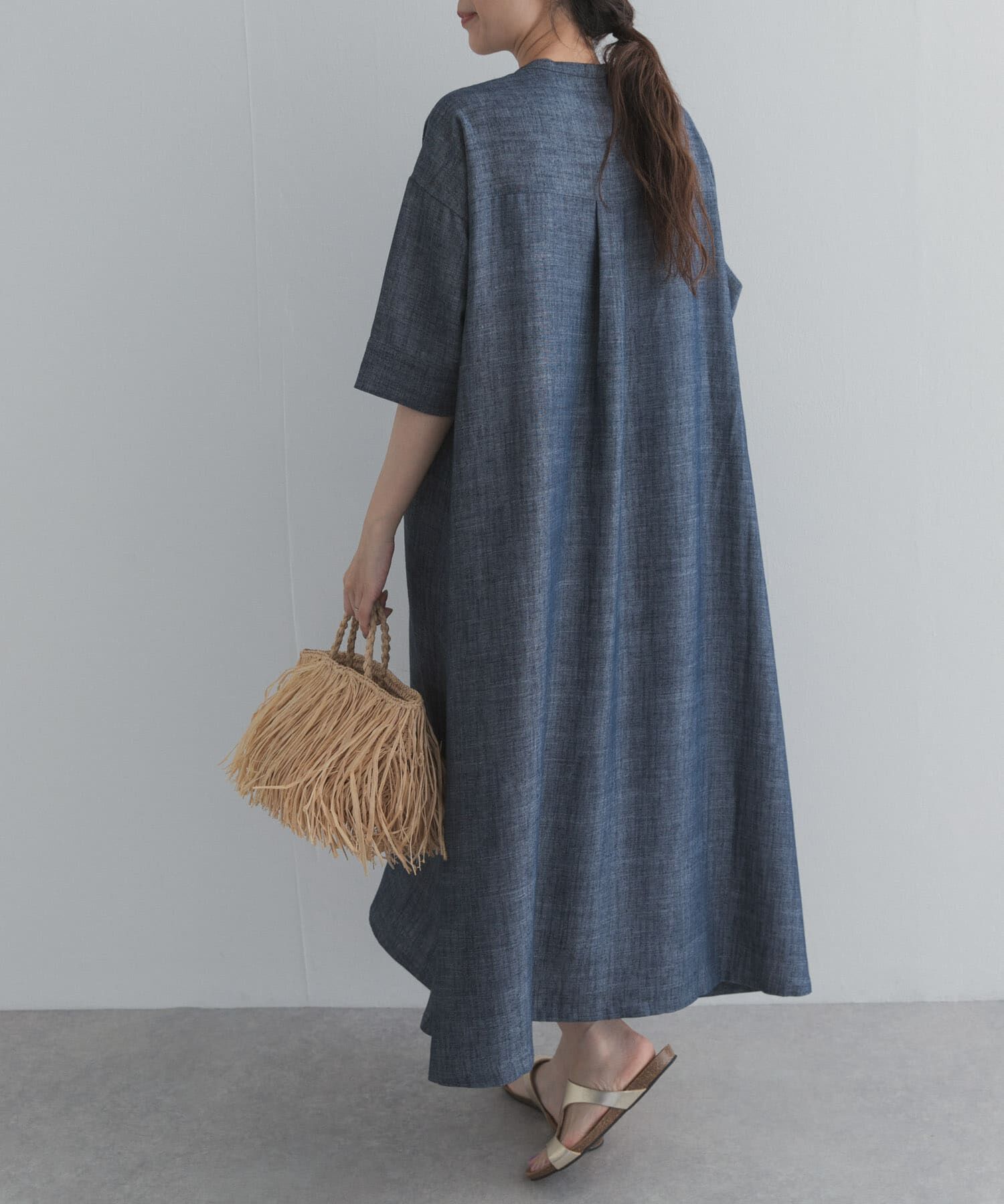 URBAN RESEARCH DOORS「リネン混5分袖ミディワンピース」|その他|