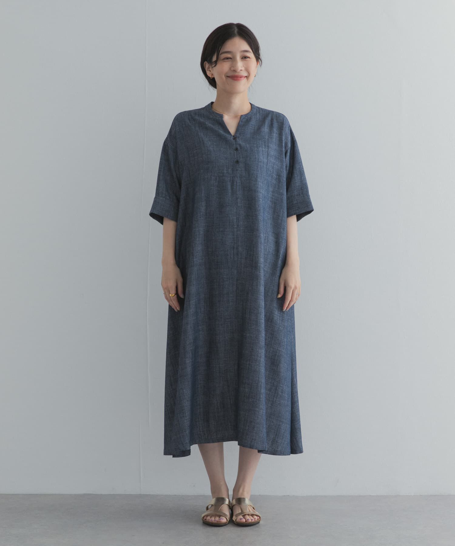 URBAN RESEARCH DOORS「リネン混5分袖ミディワンピース」|その他|