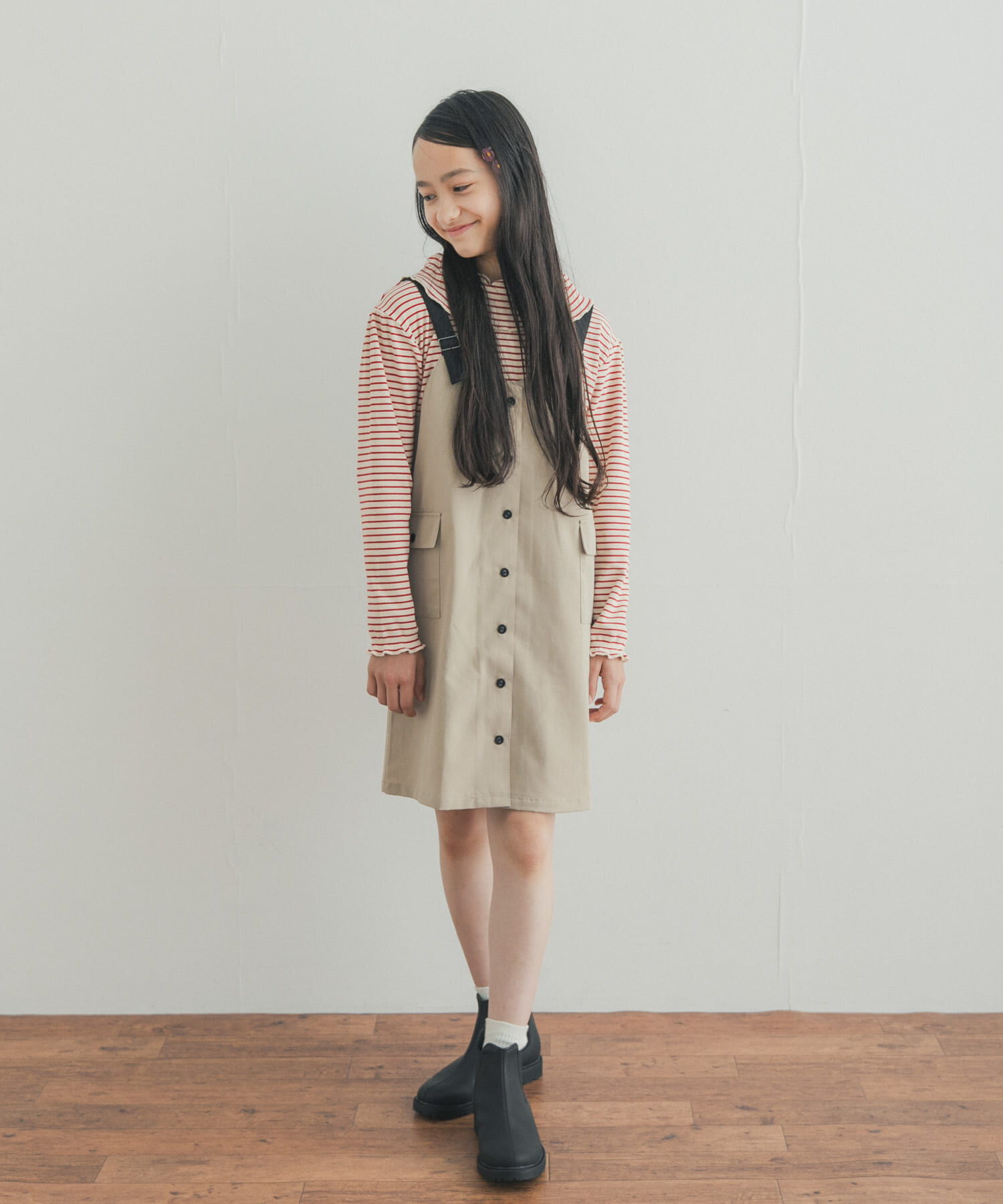 URBAN RESEARCH DOORS「『150サイズ』配色釦ジャンスカ(KIDS)」|ワンピース|