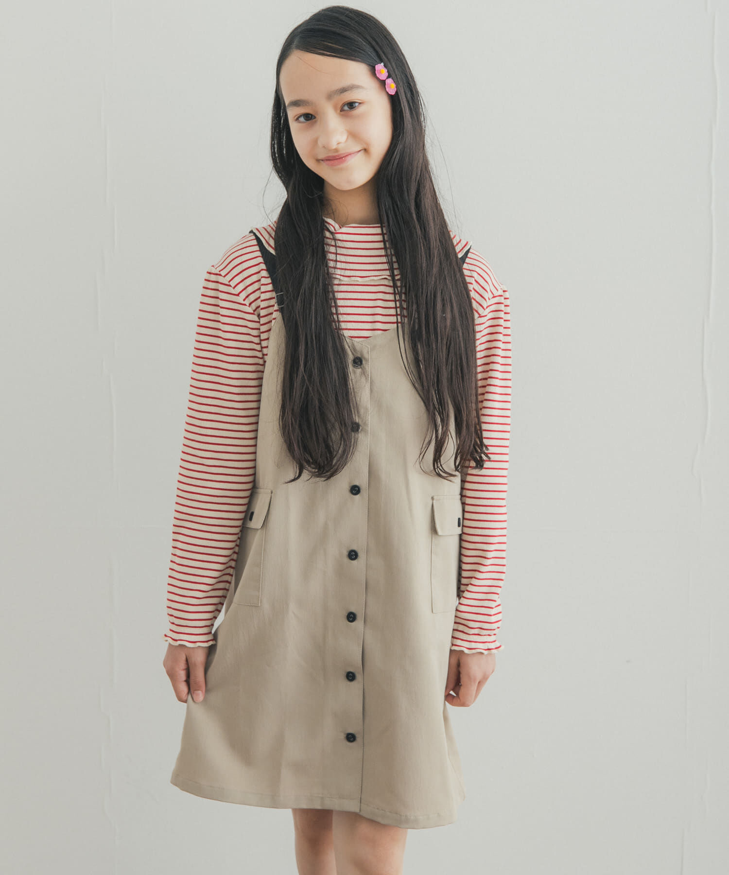 URBAN RESEARCH DOORS「『150サイズ』配色釦ジャンスカ(KIDS)」|ワンピース|