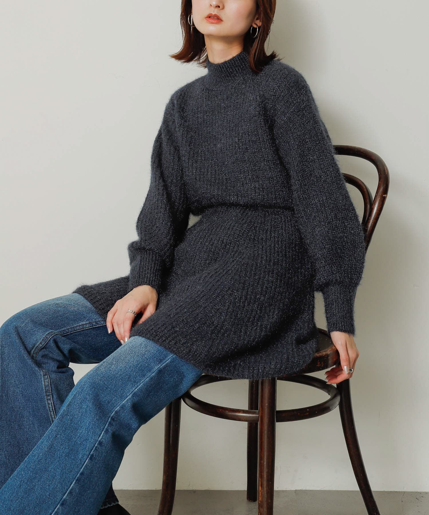 SENSE OF PLACE by URBAN RESEARCH「ウエストマークニットワンピース」|ワンピース|ネイビー