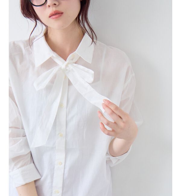  「《WEB限定アイテム》コットン2Wayボウタイブラウス」|シャツ・ブラウス|オフ