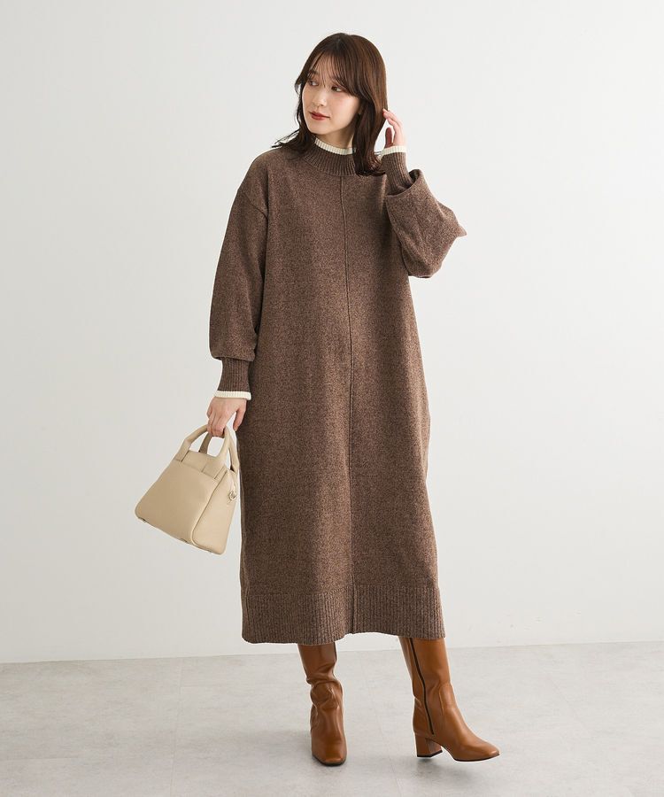 Green Parks「配色リラックスモールニットワンピース」|ワンピース|