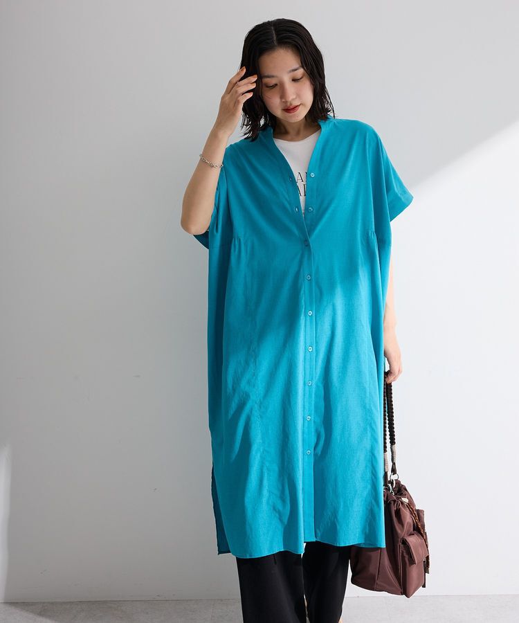 Green Parks「半袖シアースキッパーシャツワンピース」|ワンピース|