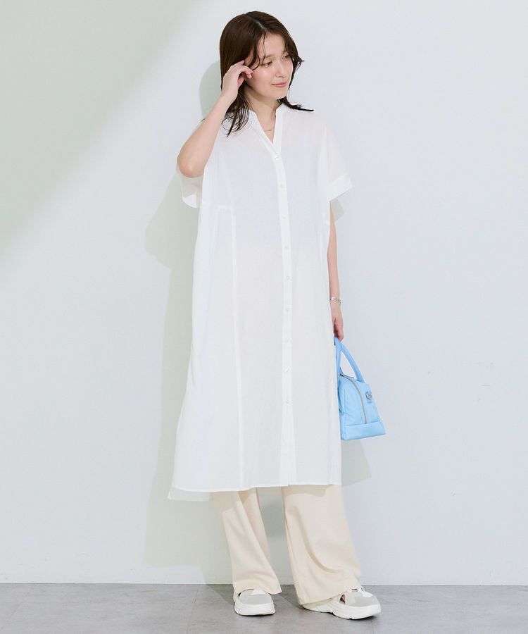 Green Parks「半袖シアースキッパーシャツワンピース」|ワンピース|
