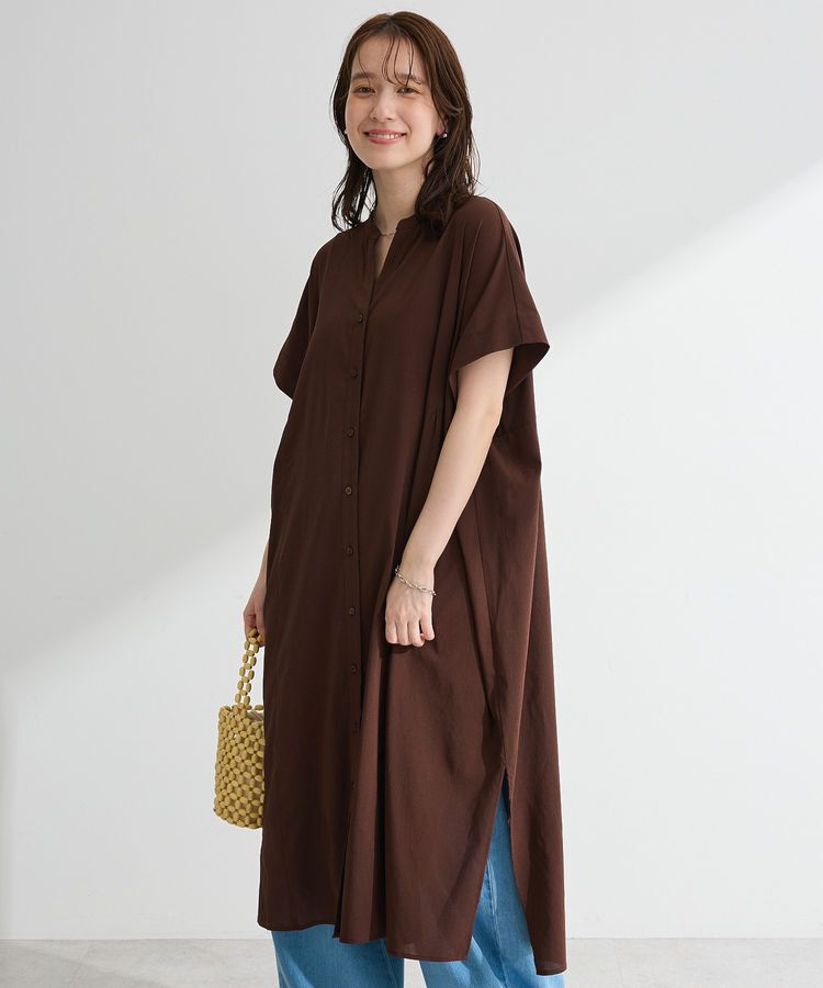 Green Parks「半袖シアースキッパーシャツワンピース」|ワンピース|