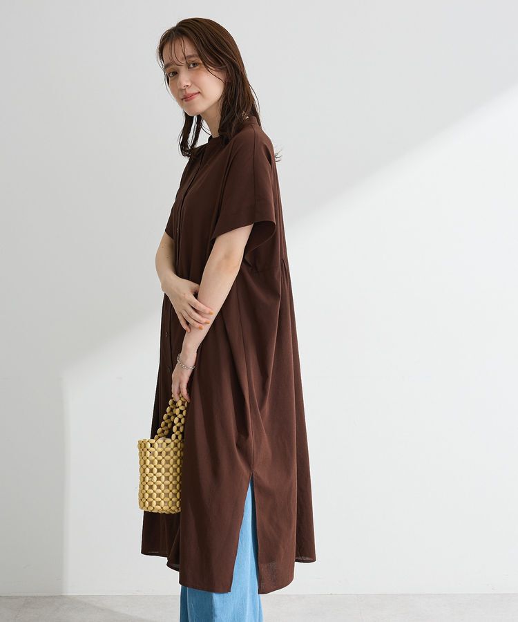 Green Parks「半袖シアースキッパーシャツワンピース」|ワンピース|