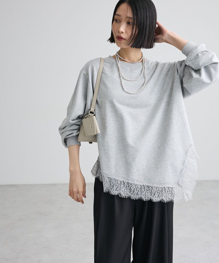 Green Parks「レースドッキング裏毛プルオーバー」|Tシャツ・カットソー|