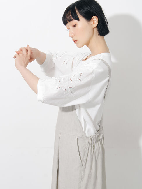 Samansa Mos2「袖カットワークプルオーバー」|Tシャツ・カットソー|オフホワイト