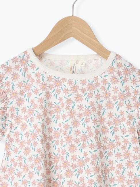 Samansa Mos2 Lagom「【吸水速乾】花柄フリル袖Tシャツ」|Tシャツ・カットソー|