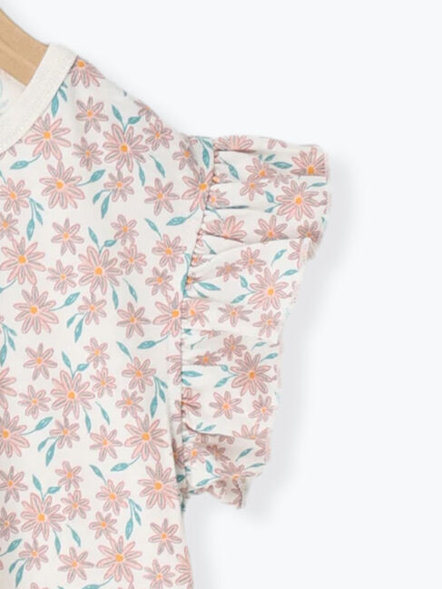 Samansa Mos2 Lagom「【吸水速乾】花柄フリル袖Tシャツ」|Tシャツ・カットソー|