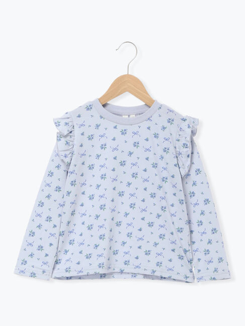 Samansa Mos2 Lagom「肩フリル花柄ロンT」|Tシャツ・カットソー|ラベンダー