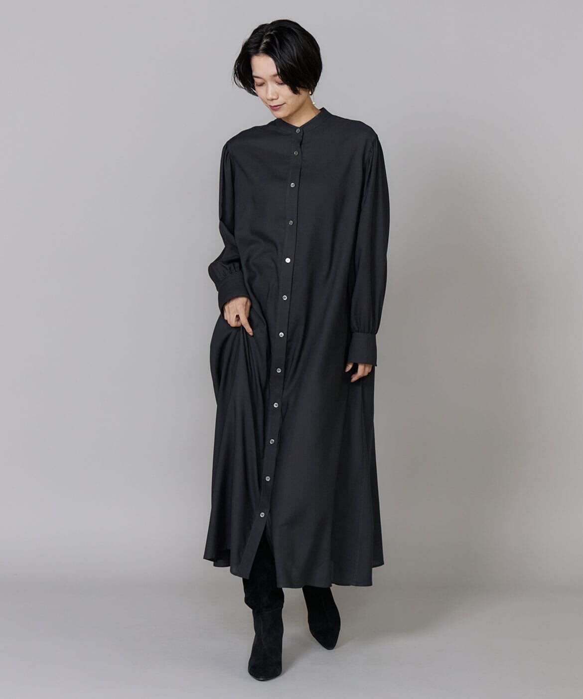 INED「《大きいｻｲｽﾞ》ﾊﾞﾝﾄﾞｶﾗｰｼｬﾂﾜﾝﾋﾟｰｽ| 落ち感と立体  」|ワンピース|
