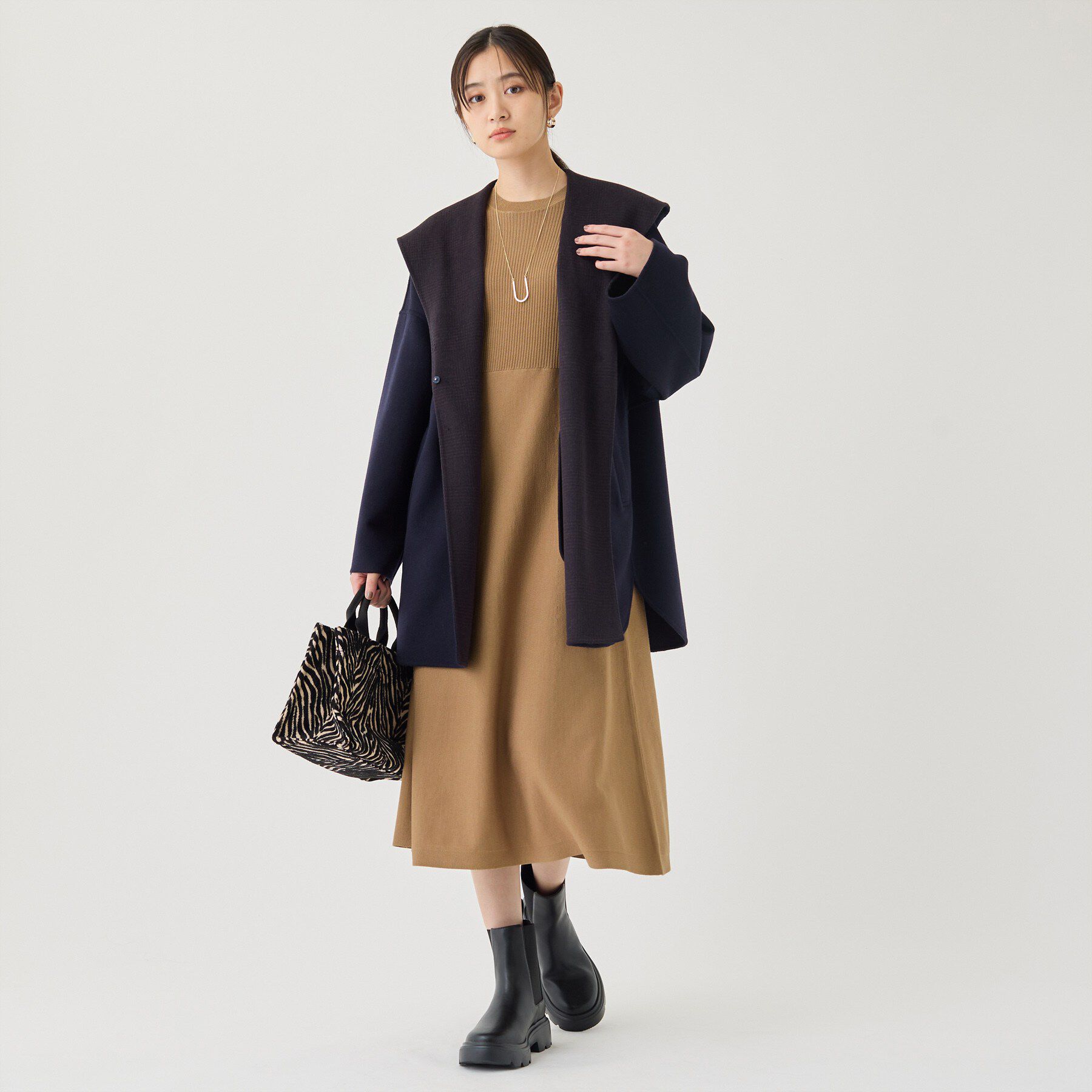 INDIVI「【一着でコーデ完成！】ニットコンビ 美スタイルワンピース」|ワンピース|
