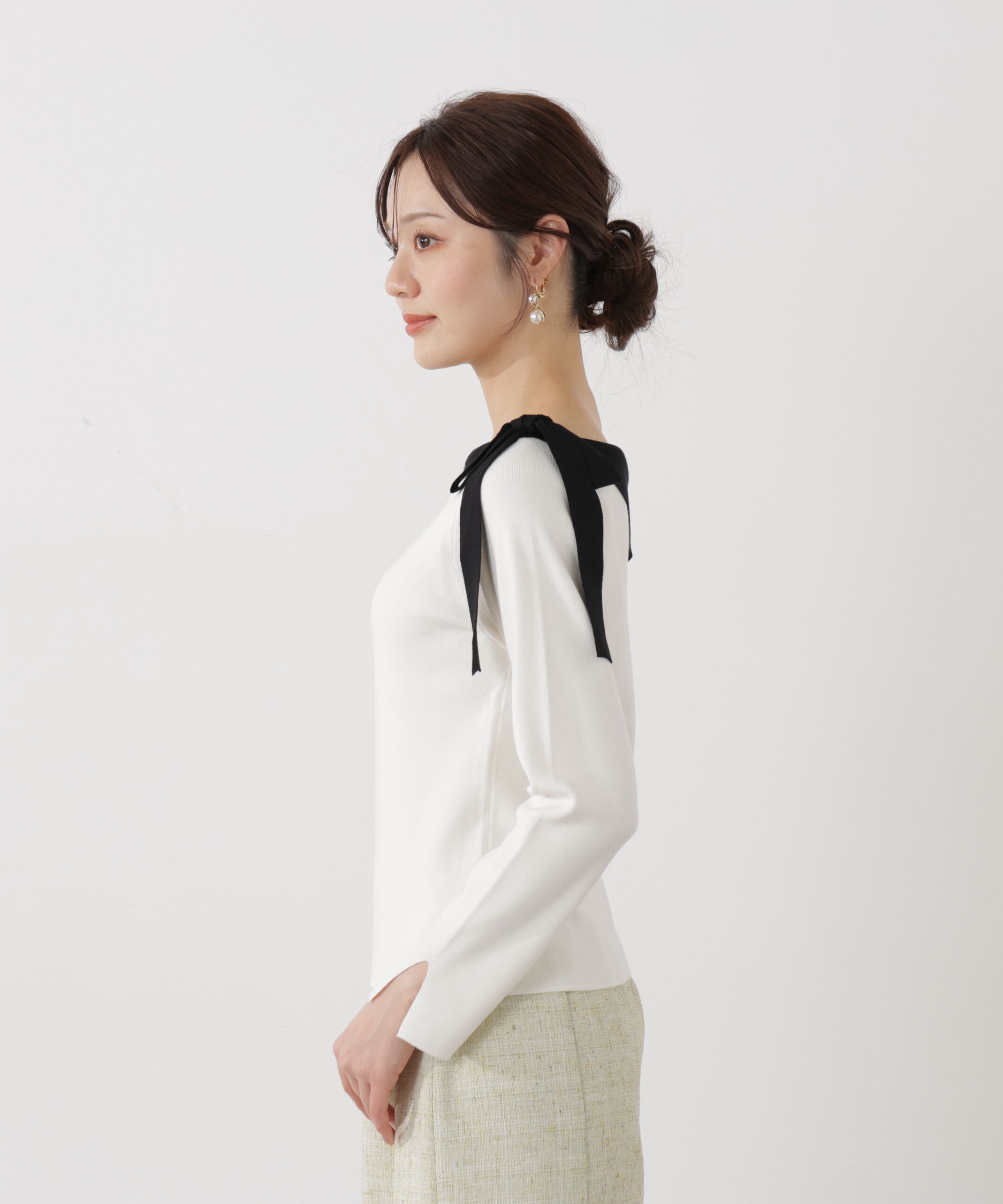 PROPORTION BODY DRESSING「＜ウォッシャブル/UV＞サイドリボン総針ニット」|ニット・セーター|