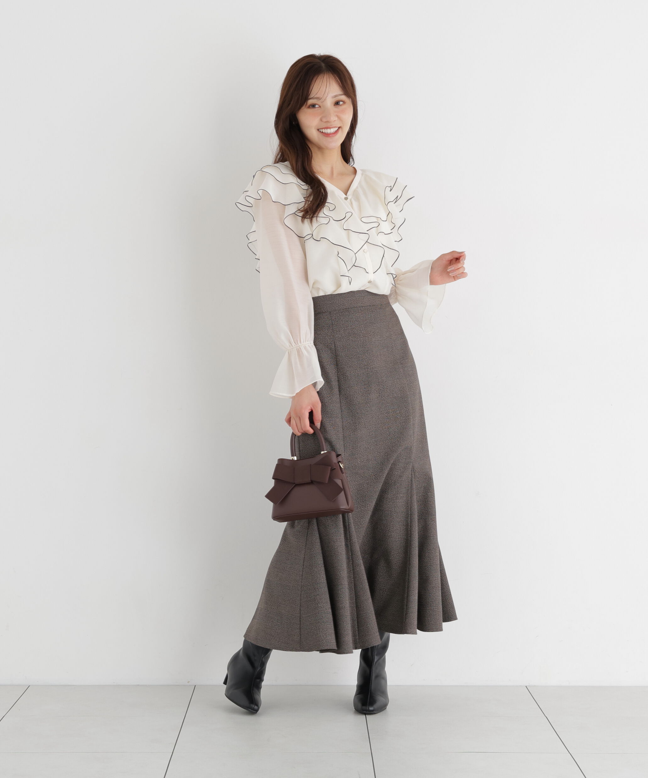 PROPORTION BODY DRESSING「ボリュームラッフルブラウス 26AW」|シャツ・ブラウス|