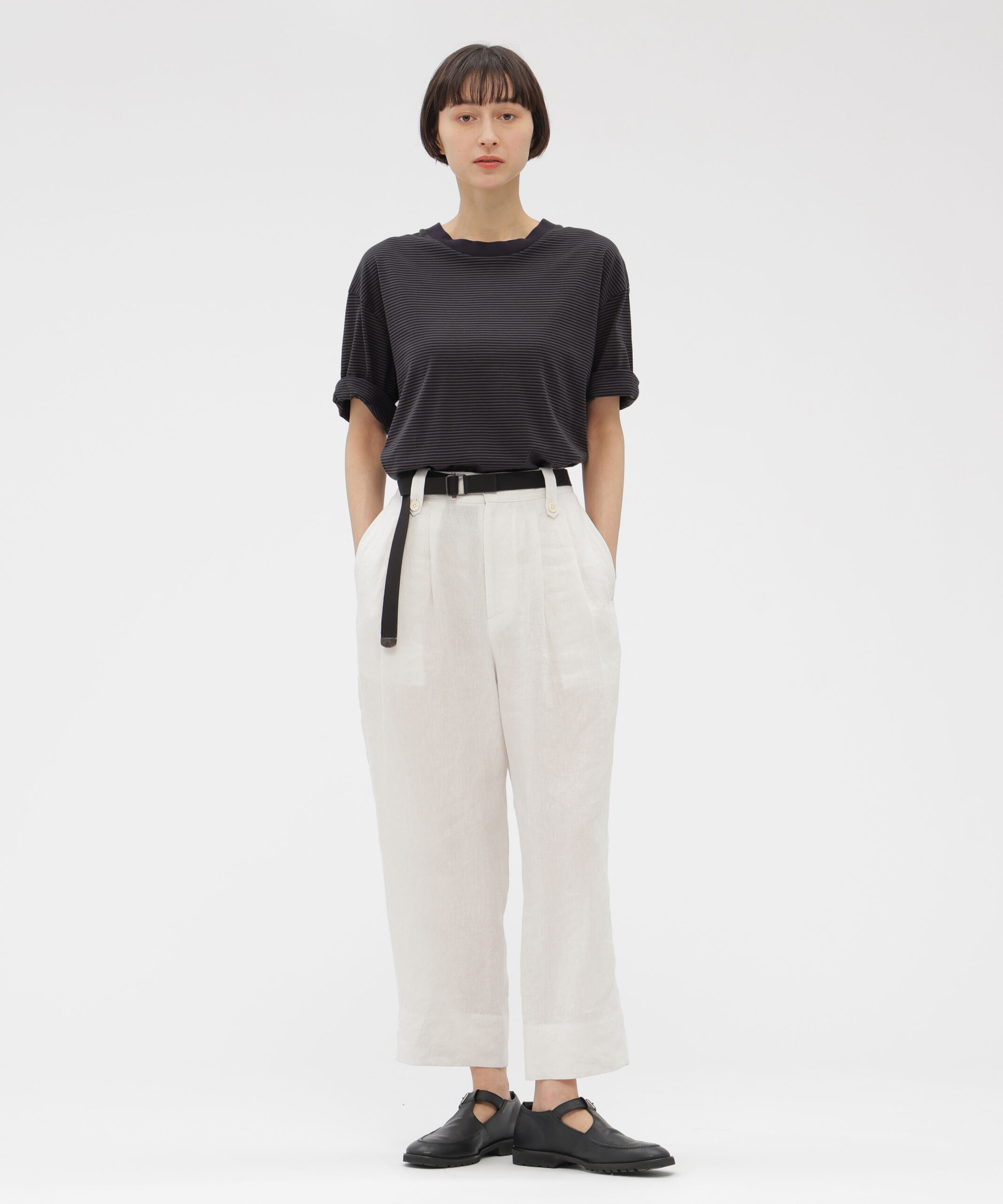  「COTTON MINI STRIPE JERSEY TOP」|Tシャツ・カットソー|