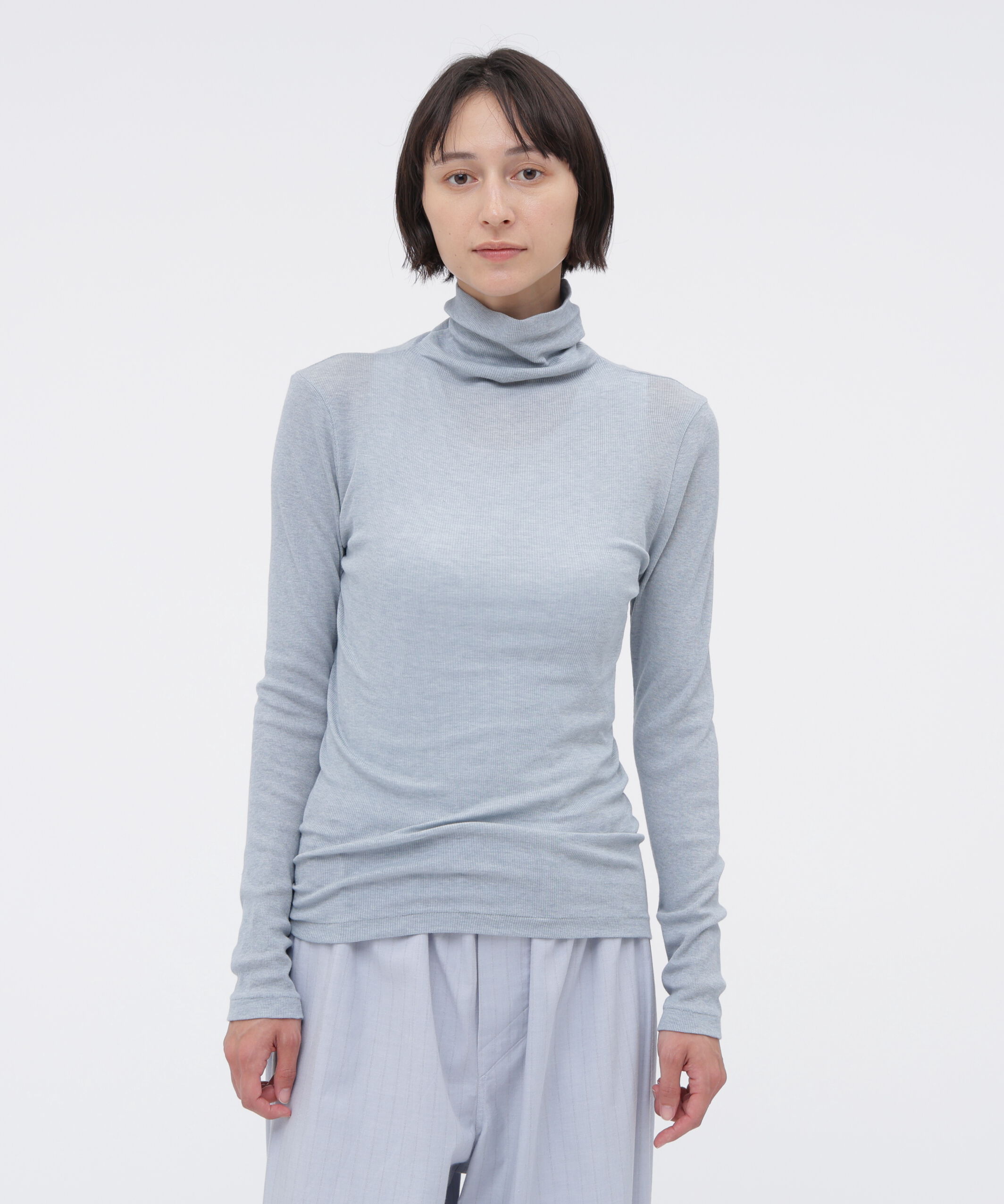 MARGARET HOWELL HOUSEHOLDGOODS「COTTON SILK RIB TOP」|Tシャツ・カットソー|PALE BLUE1