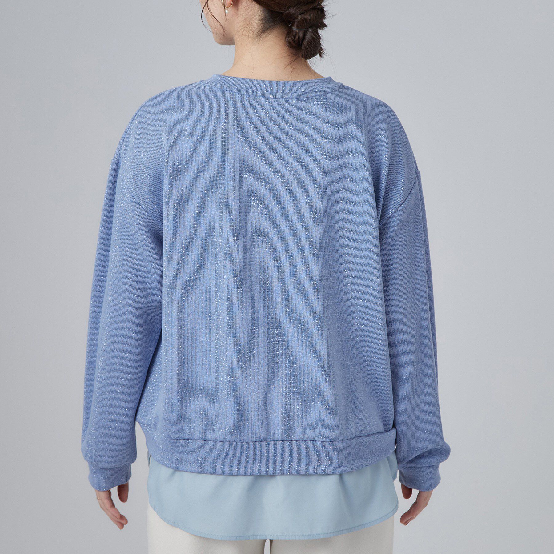 SHOO･LA･RUE「【S-LL/洗濯機可】レイヤード風 ラメ入りトップス」|Tシャツ・カットソー|