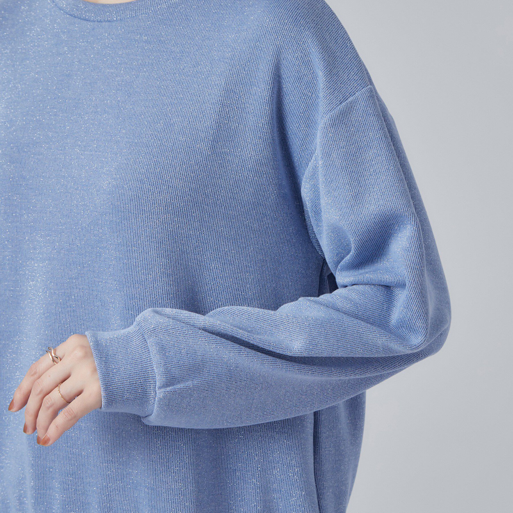 SHOO･LA･RUE「【S-LL/洗濯機可】レイヤード風 ラメ入りトップス」|Tシャツ・カットソー|