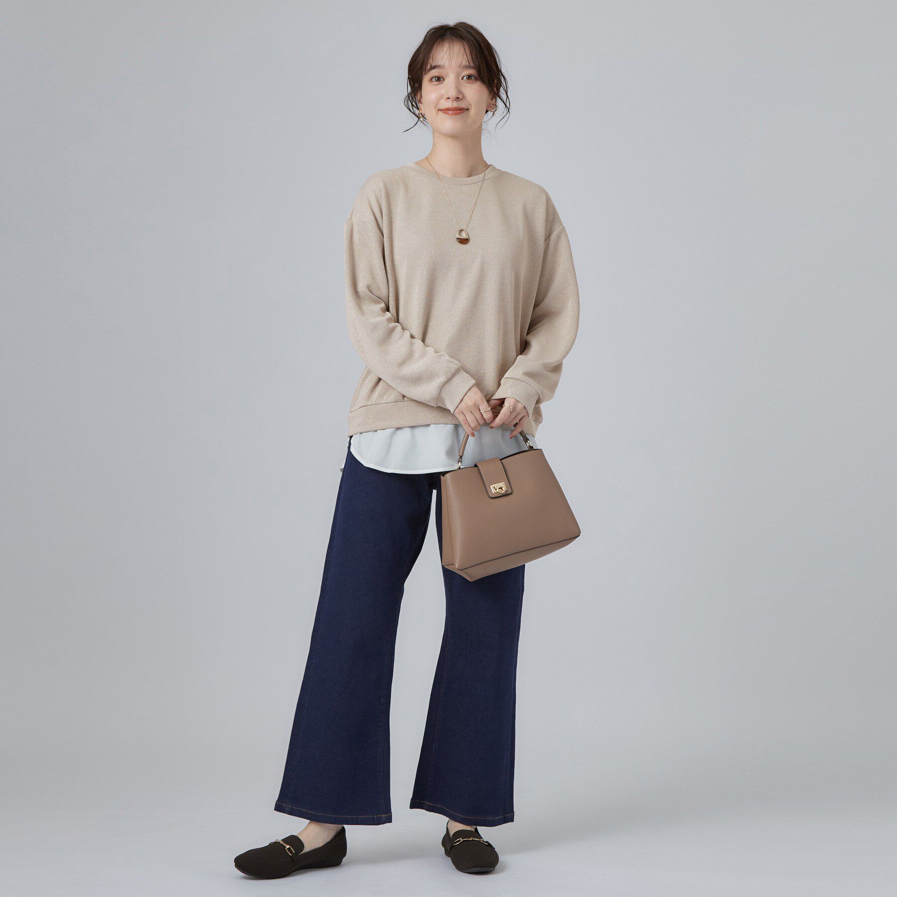 SHOO･LA･RUE「【S-LL/洗濯機可】レイヤード風 ラメ入りトップス」|Tシャツ・カットソー|