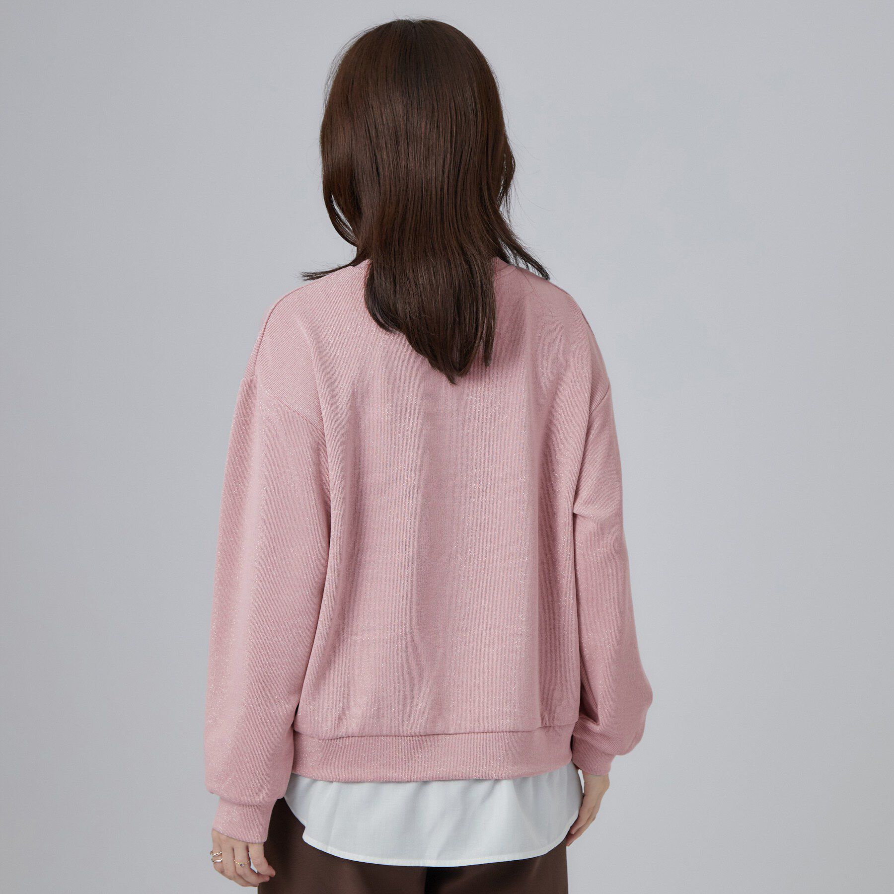 SHOO･LA･RUE「【S-LL/洗濯機可】レイヤード風 ラメ入りトップス」|Tシャツ・カットソー|
