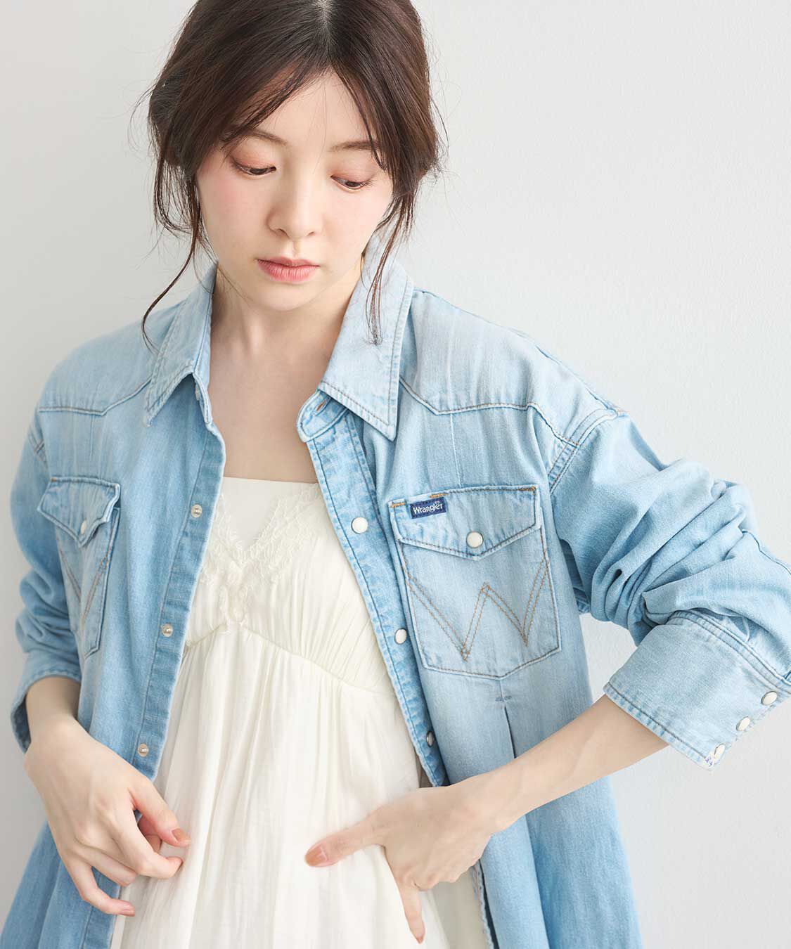 COCO DEAL「《COCO DEAL/Wrangler》ウエストタックデニムシャツ」|シャツ・ブラウス|