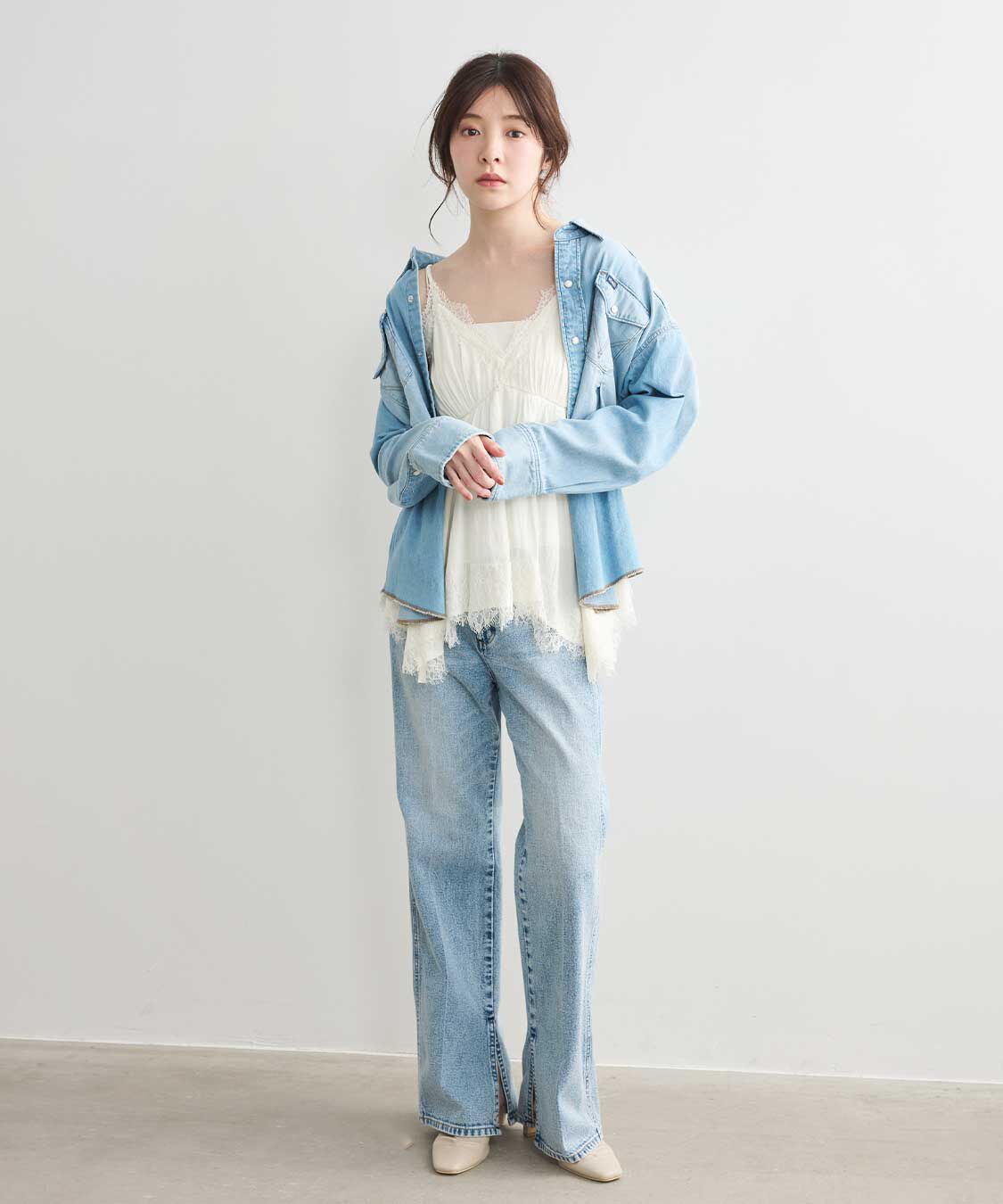 COCO DEAL「《COCO DEAL/Wrangler》ウエストタックデニムシャツ」|シャツ・ブラウス|
