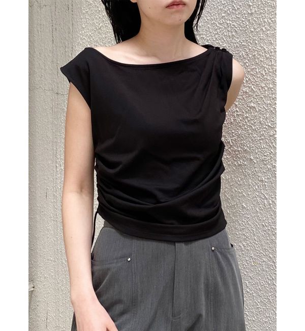 MURUA「ドレープフレンチトップス」|Tシャツ・カットソー|ブラック