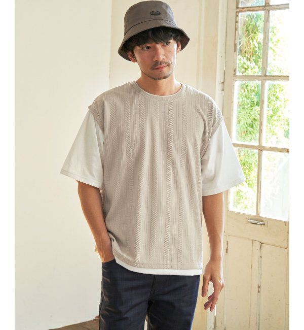 ikka「5分袖フェイクベストTシャツ」|Tシャツ・カットソー|