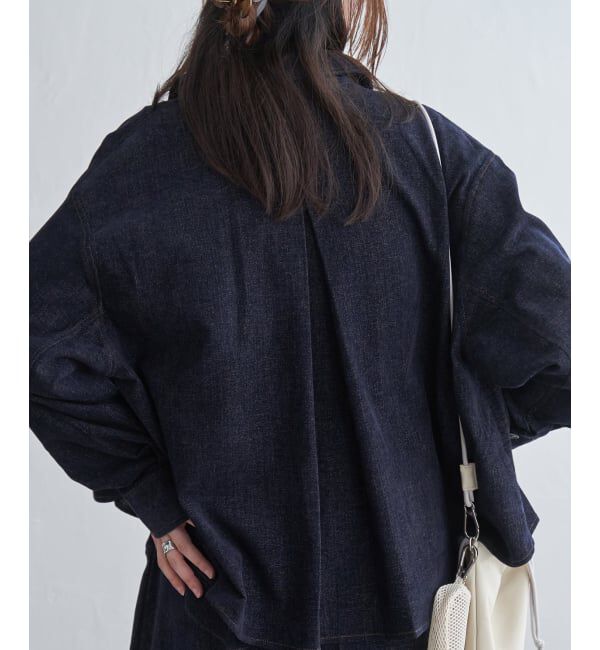 VENCE share style「【セットアップ対応】ベロアデニムステンカラーショートジャケット」|ブルゾン・スタジャン|