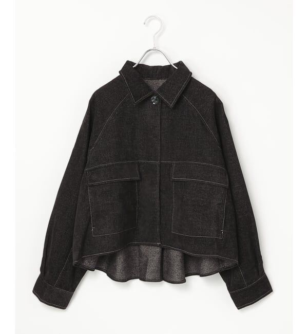 VENCE share style「【セットアップ対応】ベロアデニムステンカラーショートジャケット」|ブルゾン・スタジャン|