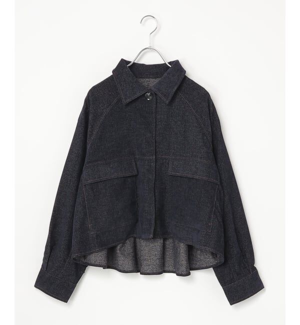 VENCE share style「【セットアップ対応】ベロアデニムステンカラーショートジャケット」|ブルゾン・スタジャン|