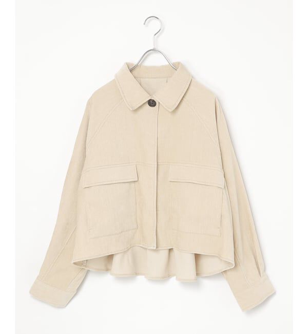 VENCE share style「【セットアップ対応】ベロアデニムステンカラーショートジャケット」|ブルゾン・スタジャン|