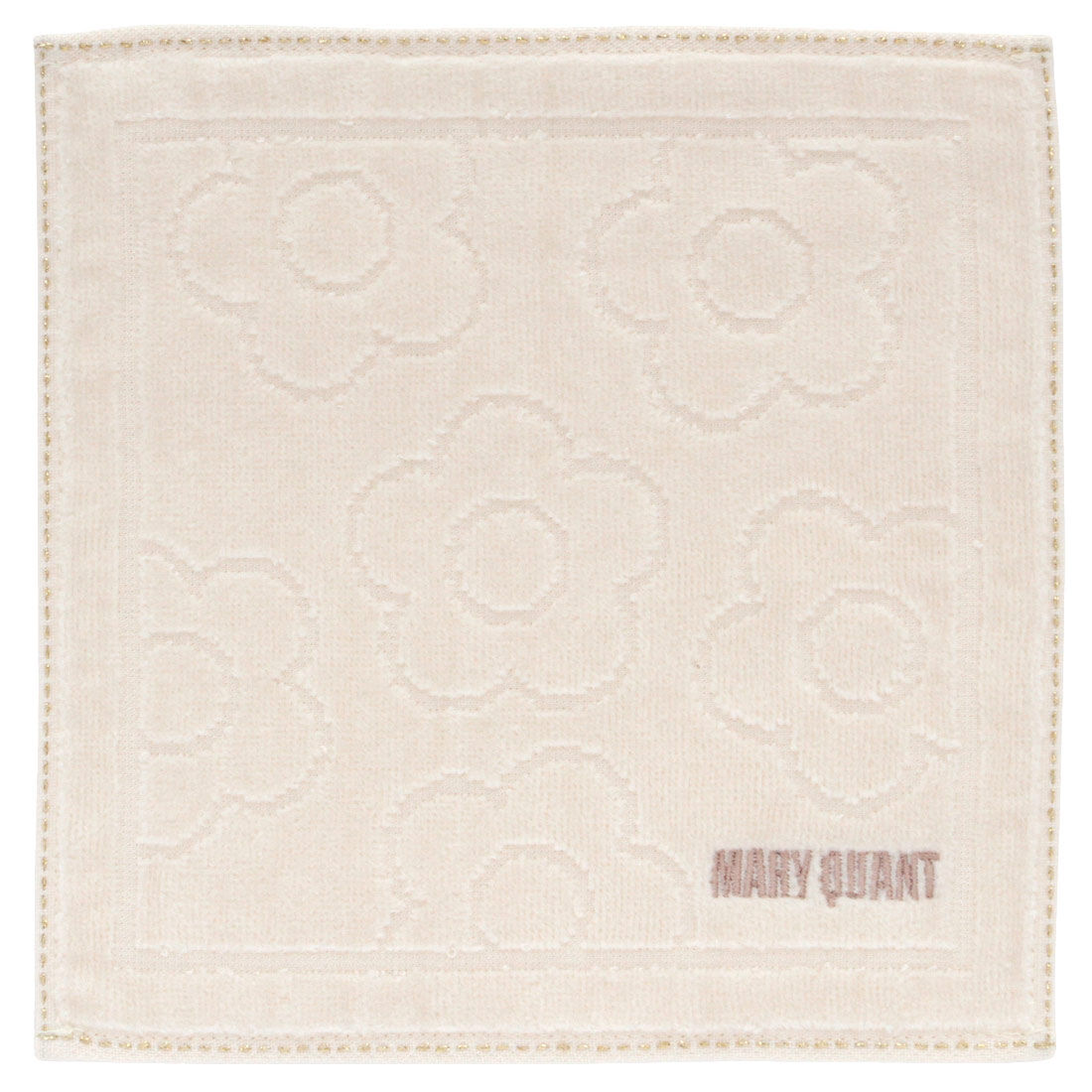  「MARY QUANT タオルハンカチ＜ラメステッチ＞」|ハンカチ|アイボリー
