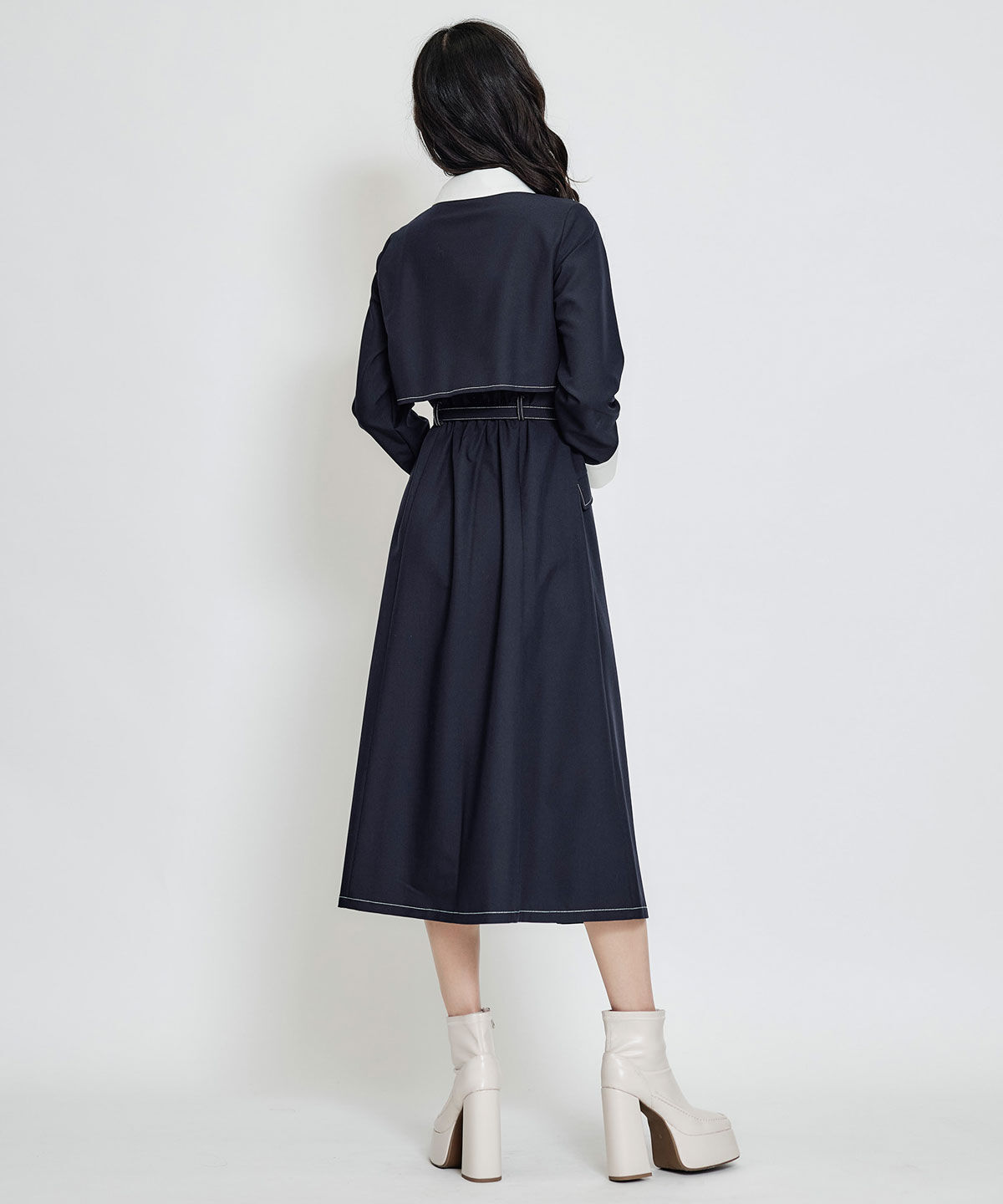 REDYAZEL「フロントZIPバイカラーロングシャツワンピース」|ワンピース|