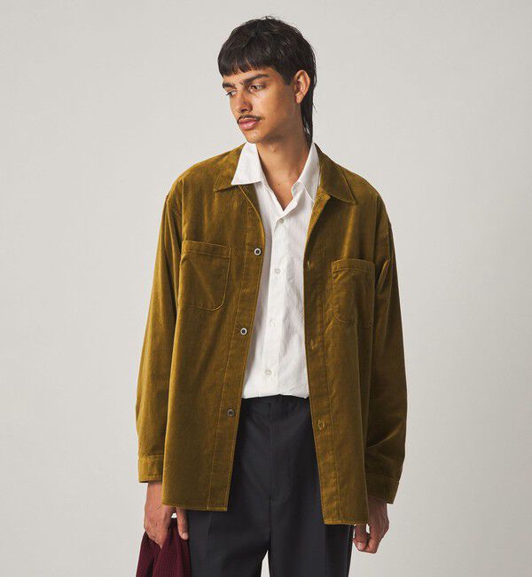 STEVEN ALAN「＜Steven Alan＞ オーガニックコットン ベルベット オープンカラー オーバー シャツ」|シャツ・ブラウス|