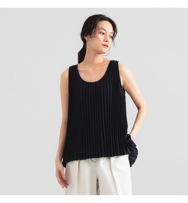 Demi-Luxe BEAMS 「プリーツ ノースリーブ プルオーバー」|シャツ・ブラウス|NAVY