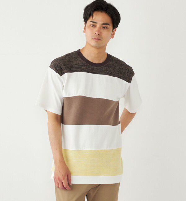 SHIPS Colors 「SHIPS Colors:〈洗濯機可能〉ニット 切替 ボーダー Tシャツ」|Tシャツ・カットソー|