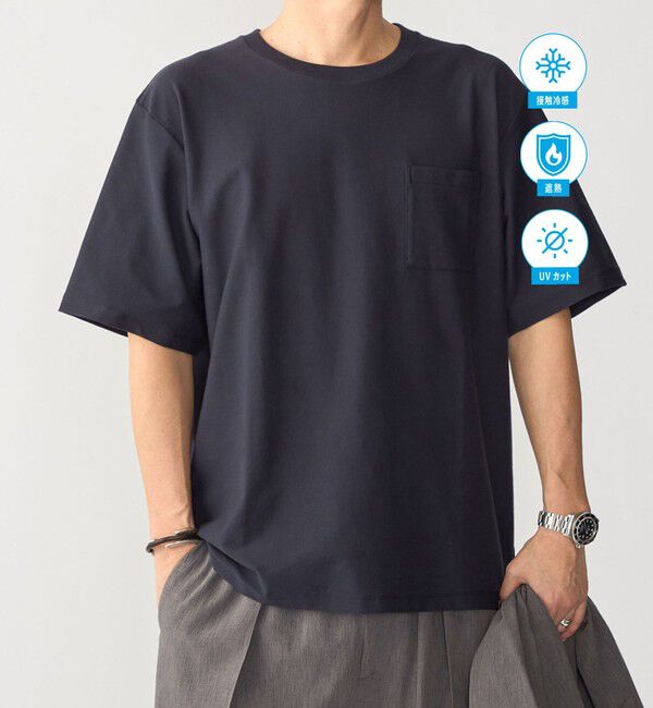 SHIPS「SHIPS:〈接触冷感/ 遮熱/ UVカット〉COVEROSS(R) フリーザー Tシャツ」|Tシャツ・カットソー|ネイビー