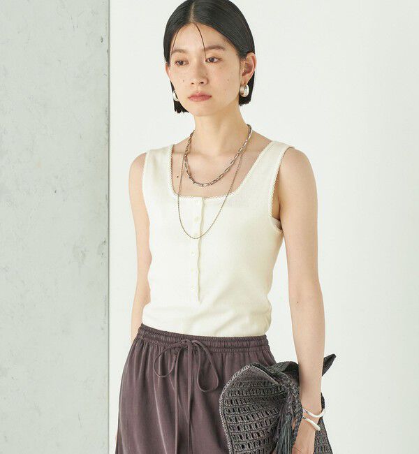 SHIPS for women「Wai＋:〈手洗い可能〉アイレット ヘンリー タンクトップ」|タンクトップ|