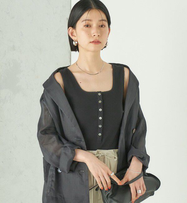 SHIPS for women「Wai＋:〈手洗い可能〉アイレット ヘンリー タンクトップ」|タンクトップ|