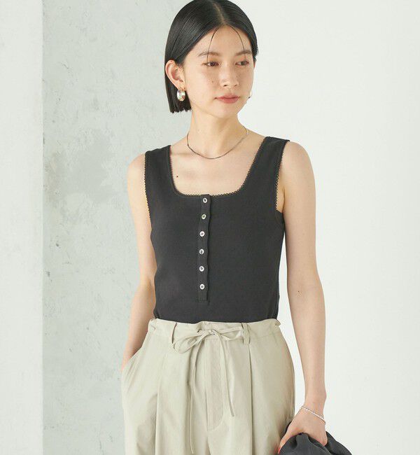 SHIPS for women「Wai＋:〈手洗い可能〉アイレット ヘンリー タンクトップ」|タンクトップ|