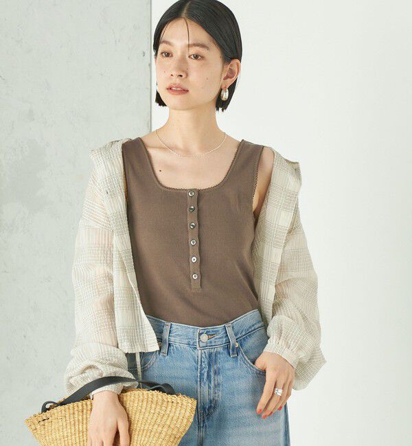 SHIPS for women「Wai＋:〈手洗い可能〉アイレット ヘンリー タンクトップ」|タンクトップ|