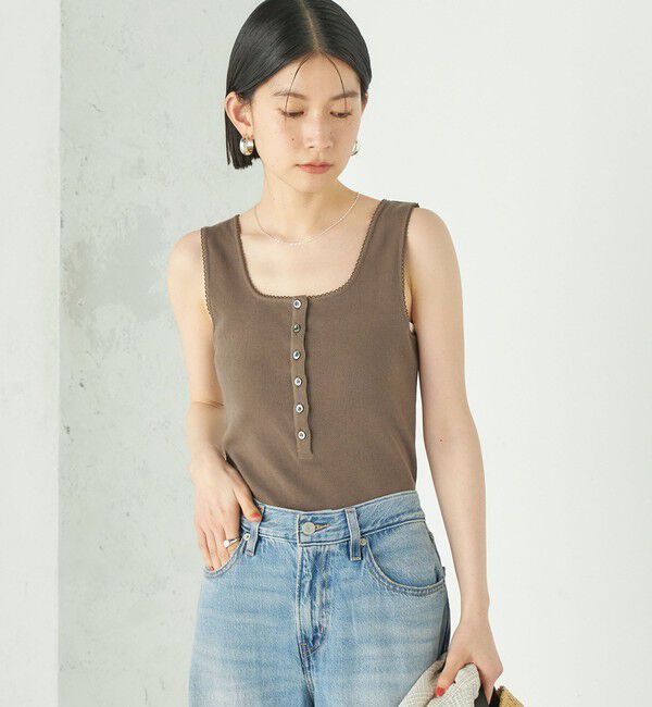 SHIPS for women「Wai＋:〈手洗い可能〉アイレット ヘンリー タンクトップ」|タンクトップ|