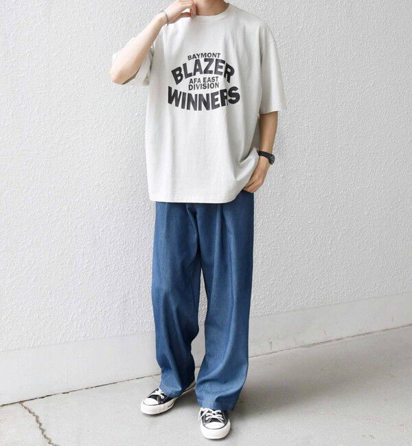 SHIPS any「【SHIPS any別注】ONEITA:〈洗濯機可能〉ピグメント ダイ リラックス ロゴ プリント Tシャツ◇」|Tシャツ・カットソー|